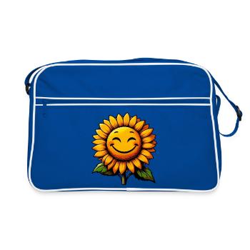 Sonnenblume - Retro Tasche - Blau/Weiß - Vorne
