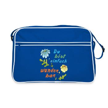 du bist einfach wunderbar - Retro Tasche - Blau/Weiß - Vorne