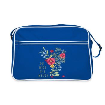 Du bist die Beste - Retro Tasche - Blau/Weiß - Vorne