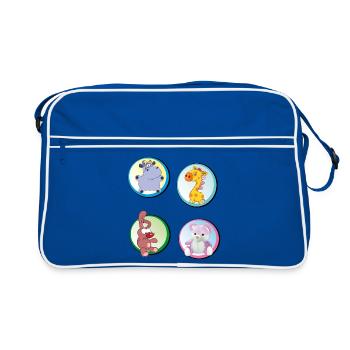 Spielzeug Teddy Hippo Hasi - Retro Tasche - Blau/Weiß - Vorne