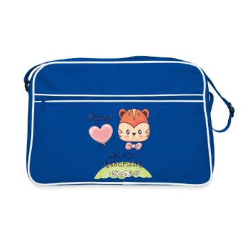 Hurra, heute ist Geburtstag Happy Birthday - Retro Tasche - Blau/Weiß - Vorne