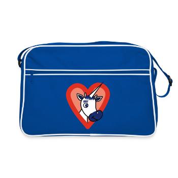 BAVARIAN UNICORN - Herz - Retro Tasche - Blau/Weiß - Vorne