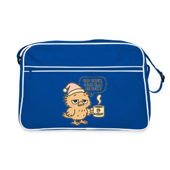 Humorvoller Morgenmuffel Vogel - Spruch und Kaffee - Sac Retro - bleu/blanc - Devant