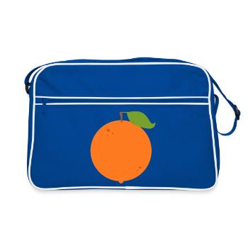Vivid Orange Fruit Illustration - Retro Bag - blue/white - Front