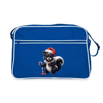 Moufette de Noël sucrée avec canne - Sac Retro - bleu/blanc - Devant