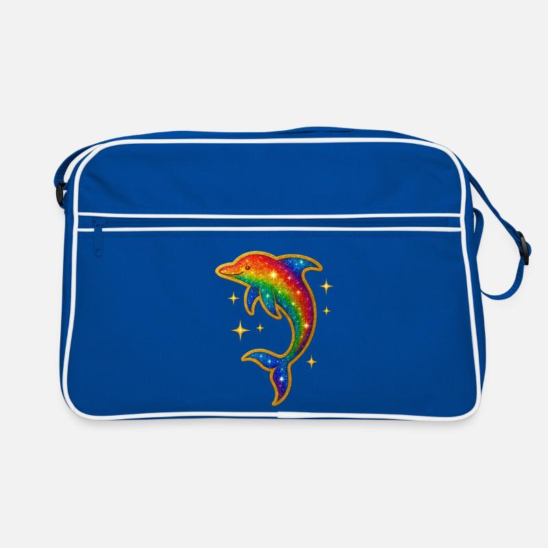 Regenbogen Delfin Glitzerpracht Retro Tasche