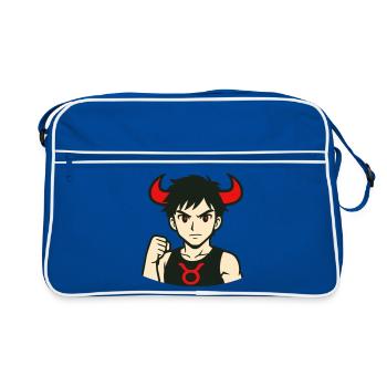 Dämon Taurus Anime Stil - Retro Tasche - Blau/Weiß - Vorne