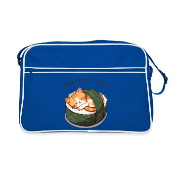 Purrfect Roll – Anime Cat Sushi - Retro Bag - blue/white - Front