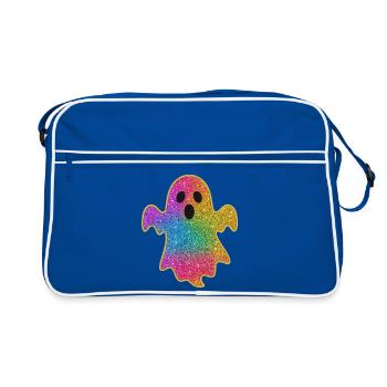 Halloween arc-en-ciel paillettes fantôme - Sac Retro - bleu/blanc - Devant