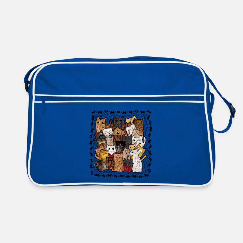 Katzen V1COLOR - Retro Tasche - Blau/Weiß