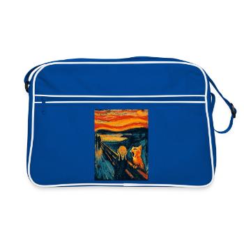 Chat d’Halloween – Motif artistique dans le style de Van Gogh - Sac Retro - bleu/blanc - Devant