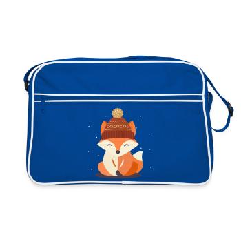 Smiling fox with winter hat – winter motif - Retro Bag - blue/white - Front