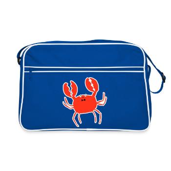 Krabbe – Sommer, Strand & Meeresmotiv für Urlaub - Retro Tasche - Blau/Weiß - Vorne