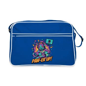 Katzenspieler Power-Paw - Retro Tasche - Blau/Weiß - Vorne