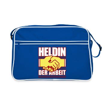 Heldin der Arbeit (Farben änderbar) - Retro Tasche - Blau/Weiß - Vorne