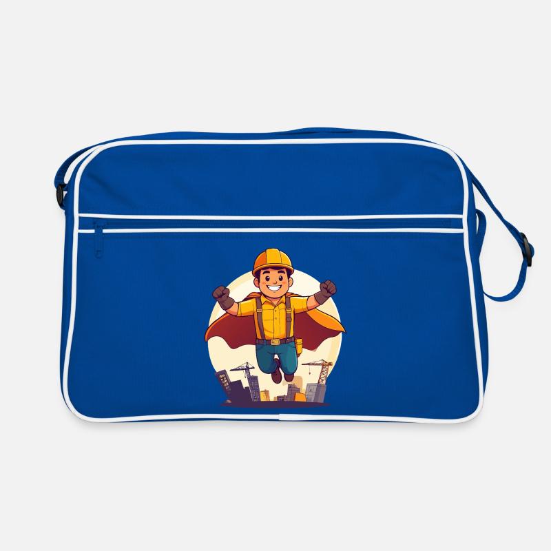 Bauhelden Superheld Bauarbeiter Held der Baustelle Retro Tasche