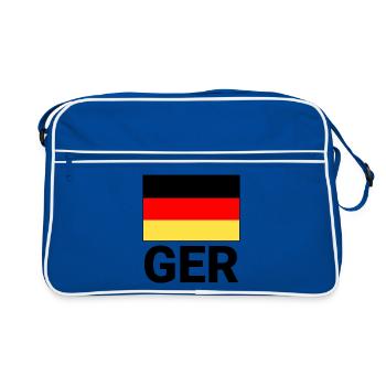 Deutschland Flagge mit GER-Abkürzung - Retro Tasche - Blau/Weiß - Vorne