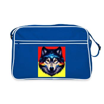 Wolf - Retro Tasche - Blau/Weiß - Vorne