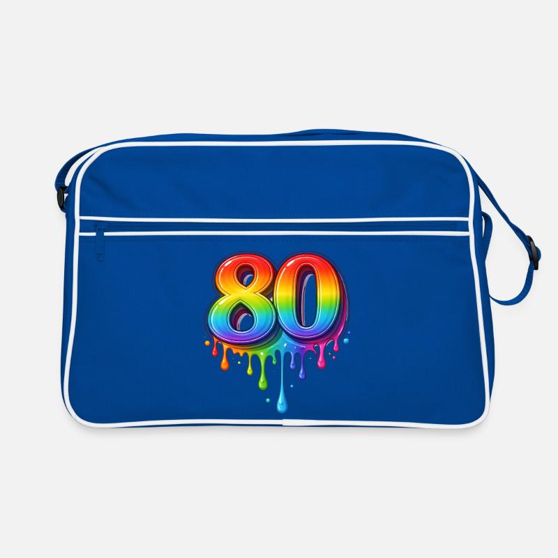 80 Regenbogen Retro Zahl   Retro Tasche