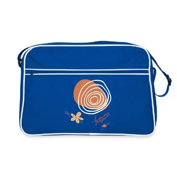 Flowers and Circles - Retro Bag - blue/white - Front