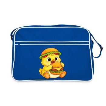 Burger de dessin animé Poulet sucré et poussins - Sac Retro - bleu/blanc - Devant