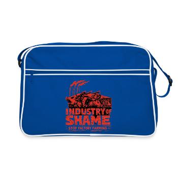 Industrie der Schande – Stoppt Fabrikfarming - Retro Tasche - Blau/Weiß - Vorne