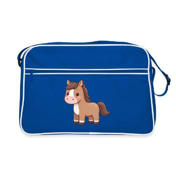 Niedliches Pferd Pferdchen Geschenk Reiter - Retro Tasche - Blau/Weiß - Vorne