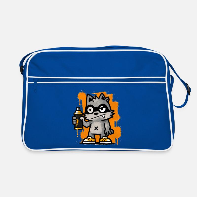 Cooler Graffiti Waschbär mit Spraydose Street Art  Retro Tasche