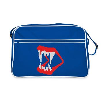 8bit vamp teeth - Retro Tasche - Blau/Weiß - Vorne