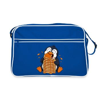 Dessin animé drôle du Pingouin aux crêpes - Sac Retro - bleu/blanc - Devant
