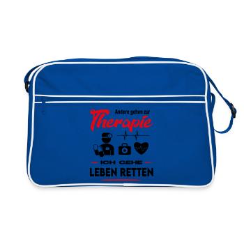 Arzt Ärztin Sanitäter Rettung Beruf Arbeit - Retro Tasche - Blau/Weiß - Vorne