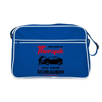 Automechaniker KFZ Mechaniker Schrauber Beruf - Retro Tasche - Blau/Weiß - Vorne