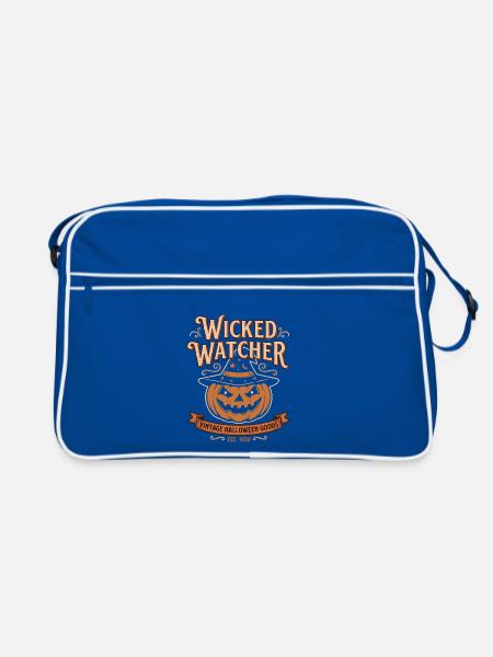Wicked Watcher Halloween Kürbis - Retro Tasche - Blau/Weiß