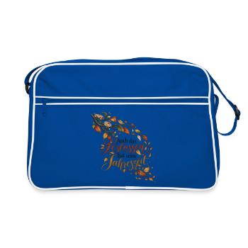 Loslassen im Herbst - Retro Tasche - Blau/Weiß - Vorne