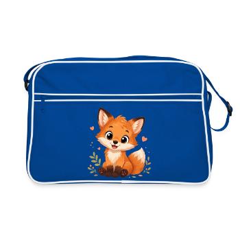 Süßer Kawaii Fuchs - Retro Tasche - Blau/Weiß - Vorne