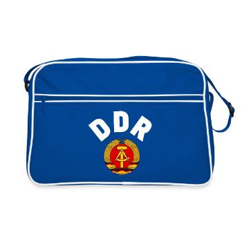DDR 1974 WM Nationalmannschaft Retro Shirt Tasche - Retro Tasche - Blau/Weiß - Vorne