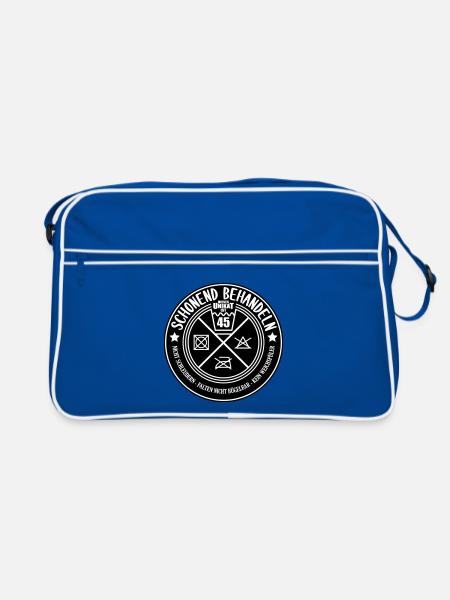 Farben änderbar Schonend Behandeln 45. Geburtstag - Retro Tasche - Blau/Weiß - Vorne