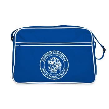Deutsch Langhaar Jagdgebrauchshund Hunde Wilsigns - Retro Tasche - Blau/Weiß - Vorne