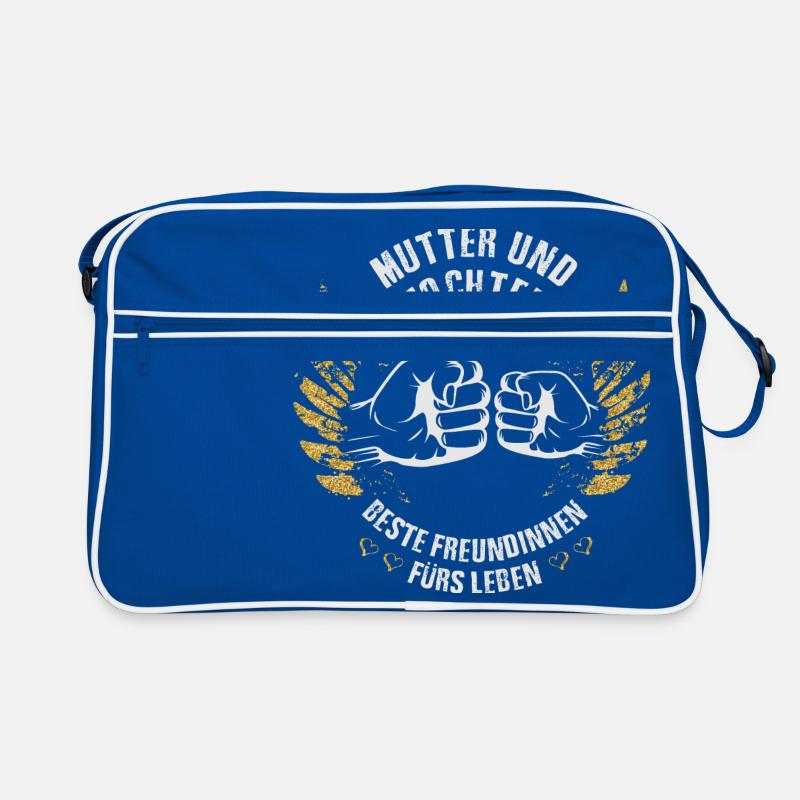 Mutter und Tochter Freundinnen - Retro Tasche - Blau/Weiß