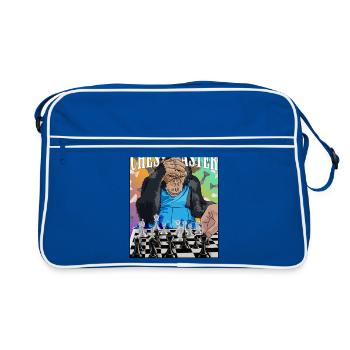 Chess Master Chimpanzee Chess Gift - Retro Bag - blue/white - Front