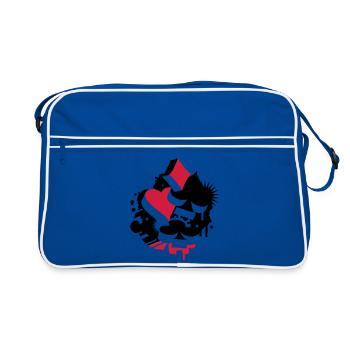 Four playing cards symbols -Heart, spade, diamond, - Retro Bag - blue/white - Front