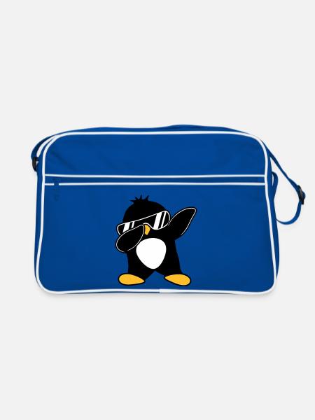 Dabbing Penguin - Retro Bag - blue/white - Front