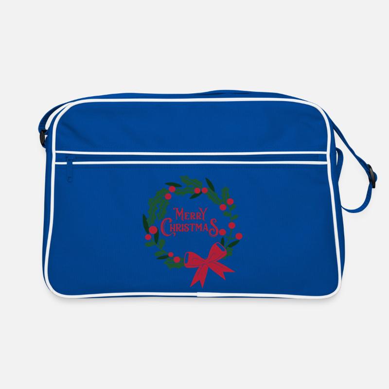 Weihnachtskranz mit roter Schleife Retro Tasche