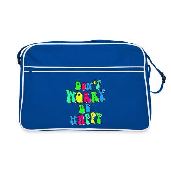 Mach dir keine Sorgen, sei glücklich in der Farbe # - Retro Tasche - Blau/Weiß - Vorne