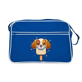 Cute Beagle Dog Ice Cream Motif for Summer - Retro Bag - blue/white - Front