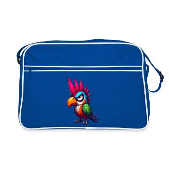 Punk Papagei - Retro Tasche - Blau/Weiß - Vorne