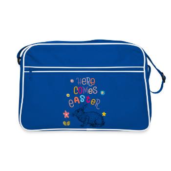 Happy Easter Osterhase - Retro Tasche - Blau/Weiß - Vorne