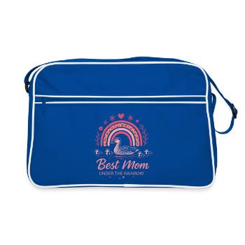 Beste Mama unter dem Regenbogen Entenmotiv - Retro Tasche - Blau/Weiß - Vorne