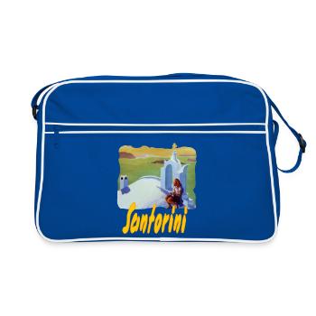Santorini - Retro Tasche - Blau/Weiß - Vorne