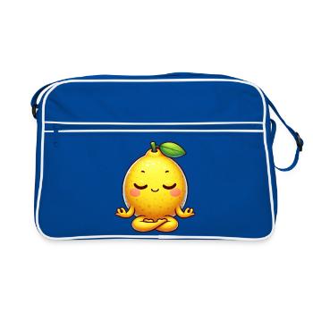 Dessin animé mignon Citron Yoga Relaxation Chill Relax - Sac Retro - bleu/blanc - Devant